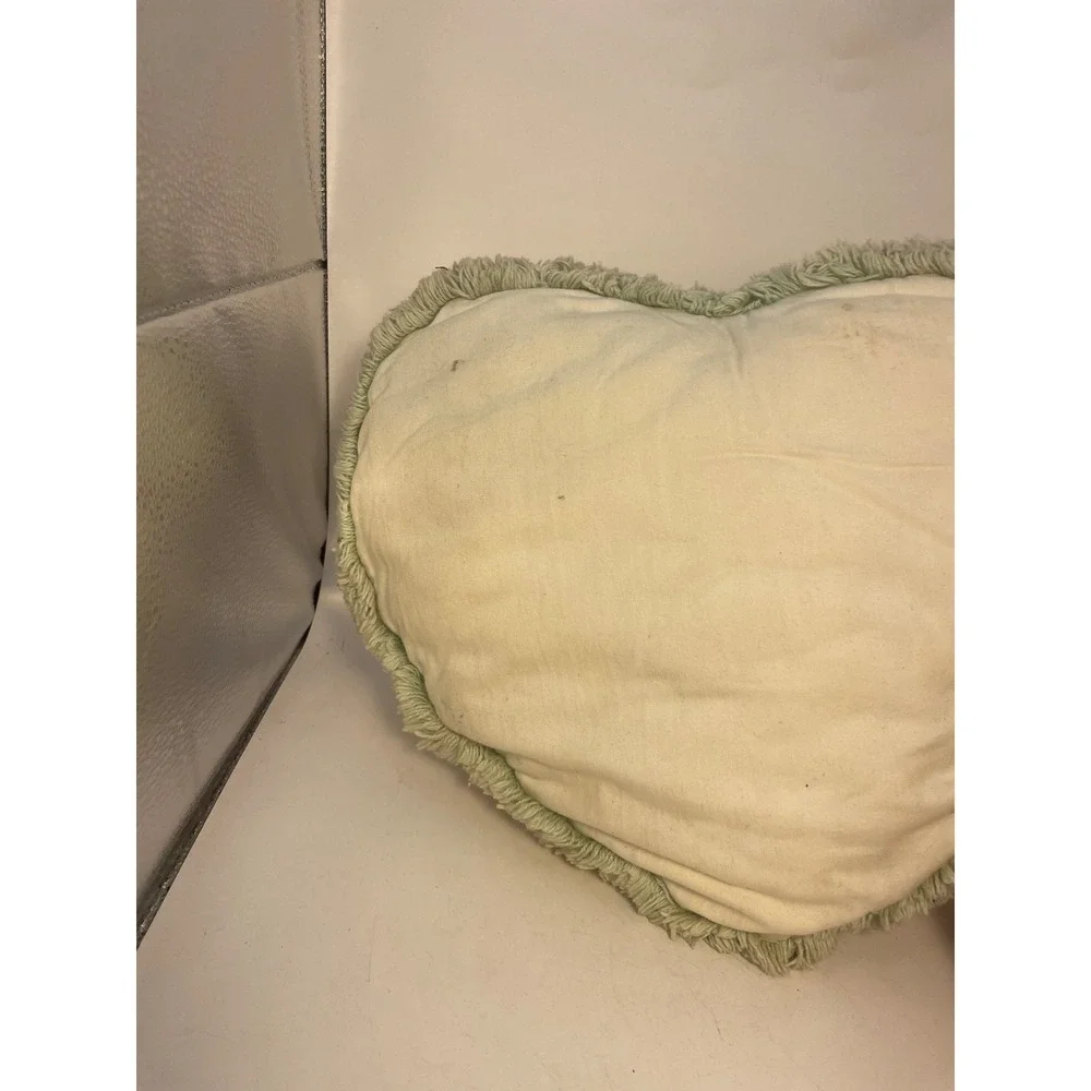 VTG Shabby Chic Hand Quilted Heart Throw Pillow Eyelet Lace Cottagecore 12